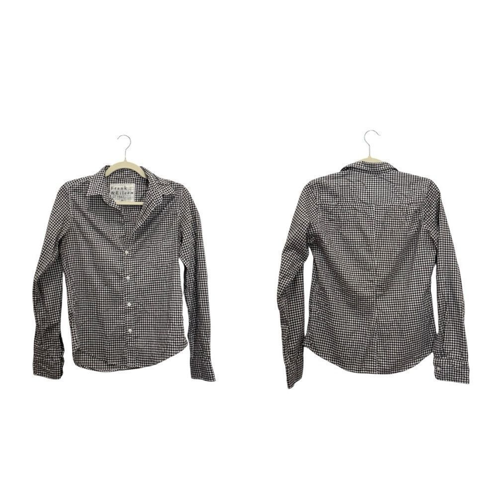 Frank & Eileen Womens Barry Cotton Button-Up Black Gingham shirt - Picture 6 of 8